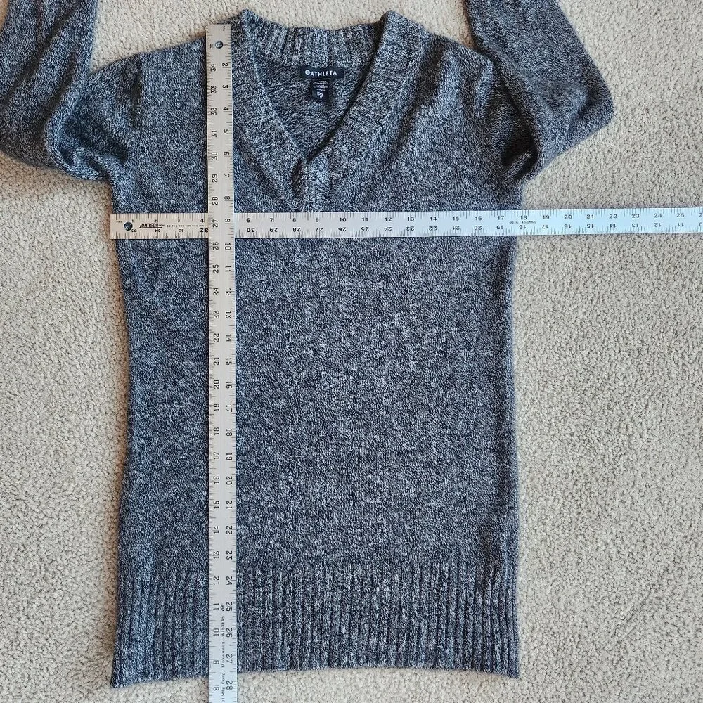 NWOT Athleta Vital V Wool/Cashmere Tunic Sweater Marled Grey - Picture 2 of 12